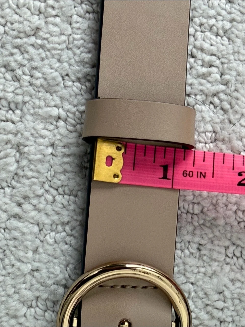 Classic Nude Leather Belt with Gold Round Buckle Small classic minimalist preppy